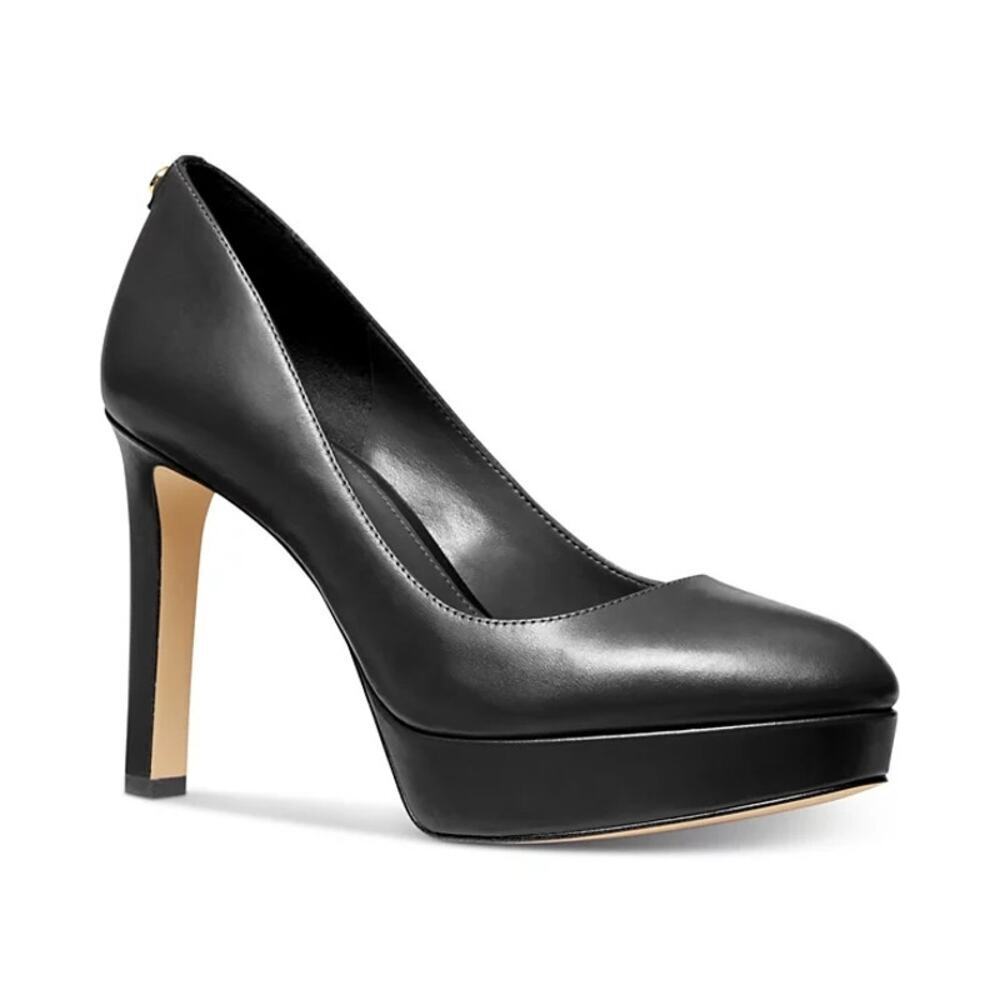 Michael Kors Homepage Chantal Platform Pumps Heels Leather Black Size 7M NWOB - Picture 2 of 13
